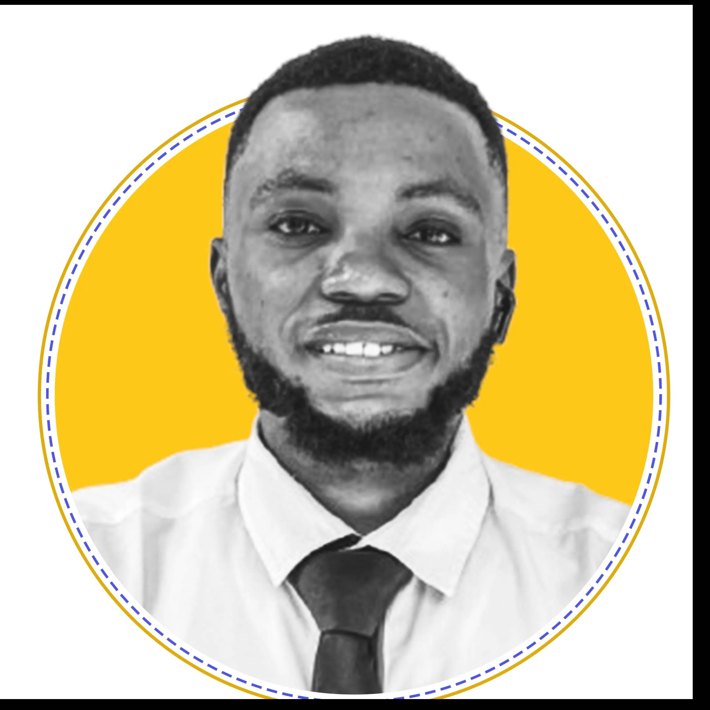Jerry Ogah Roy, smiling in a shirt and tie